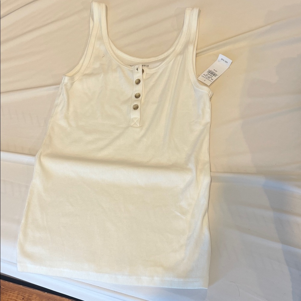 American Eagle Outfitters White Ribbed Tank Top
